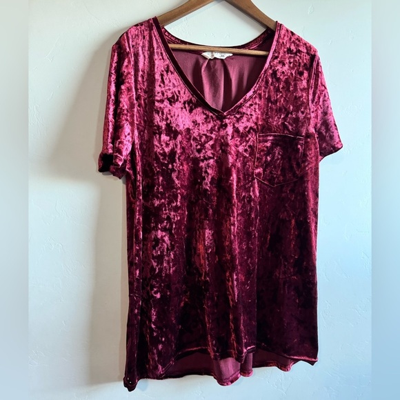 Spring and Mercer - Brushed Red Velvet Shirt - Picture 4 of 7